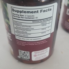 2 Number One Nutrition D-Mannose Cranberry Hibiscus 1350mg 120 Capsules
