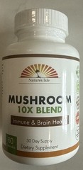 Nature’s Isle Mushroom 10X Blend Immune and Brain Health 60 Capsules