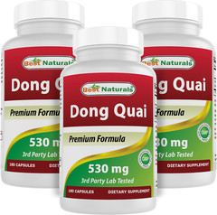 3 Pack Best Naturals Dong Quai 530 mg 180 Capsules