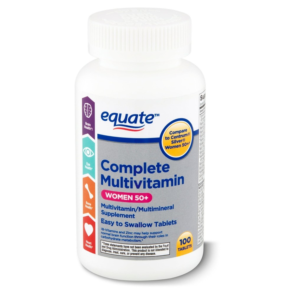 Equate Complete Multivitamin/Multimineral Supplement Tablets, Women 50+, 100 Cou