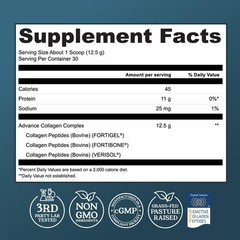 Collagen Complex Powder for Hair, Skin, Bones & Joints – 30 Servings, Non-GMO, G