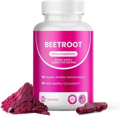3PCS Rosabella Organic Beet Root 60 Capsules Natural Energy Boost Blood Pressure