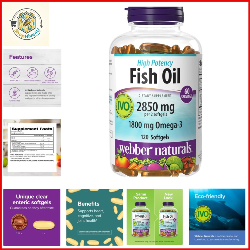 Ultra Omega 3 Fish Oil EPA DHA, 2850mg, 120 Clear Softgels | High Potency Ome…