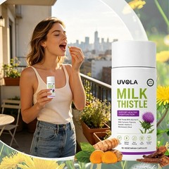 Uvola Milk Thistle Supplement,80% Silymarin Liver Support Formula,90 Capsules