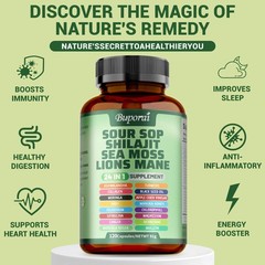 Soursop Shilajit Sea Moss Lion’s Mane Complex for Skin, Joint & Bone Health