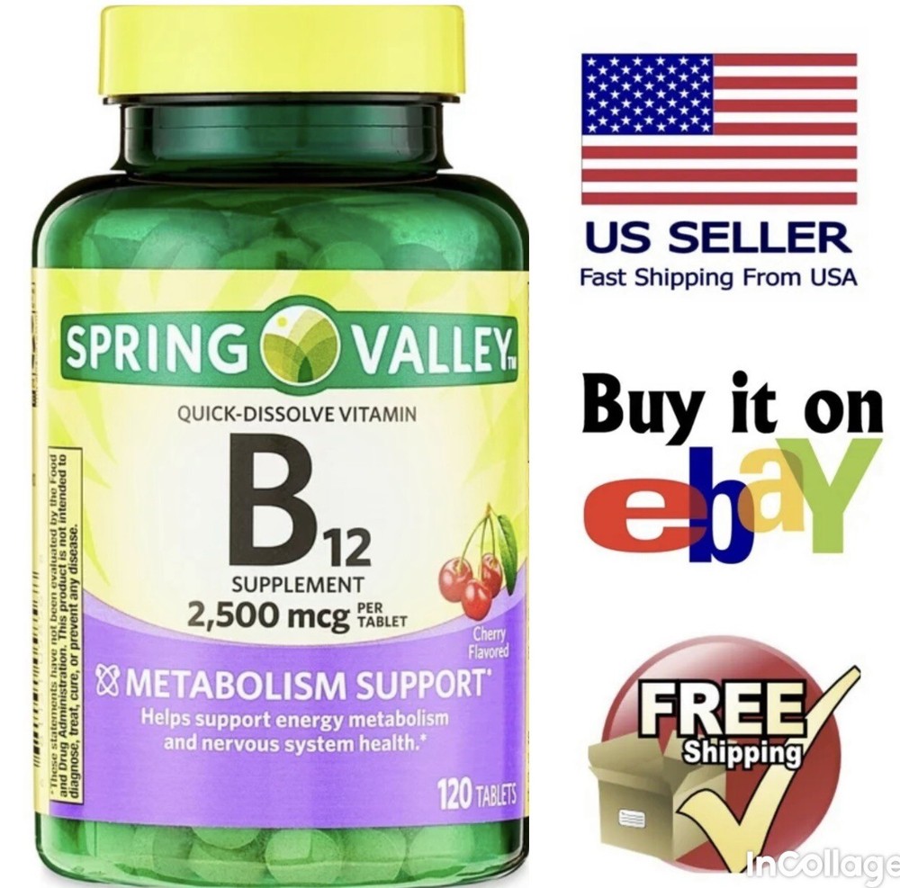 Spring Valley Vitamin B12 Quick Dissolve Tablets Supplement 2500 Mcg Cherry 120*