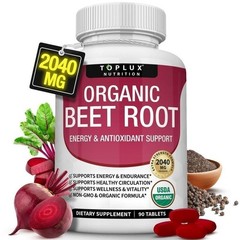 Circulation – 2040mg Root 90 Tablets – Energy, Beet & Antioxidant TopLux Organic
