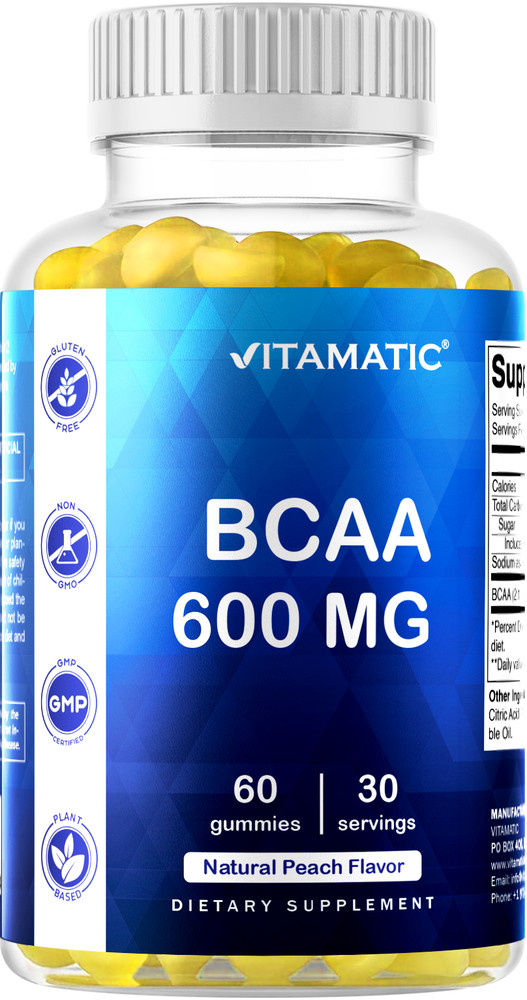Vitamatic BCAA Gummies Peach Flavor 60 Vegan Pectin Based Gummies