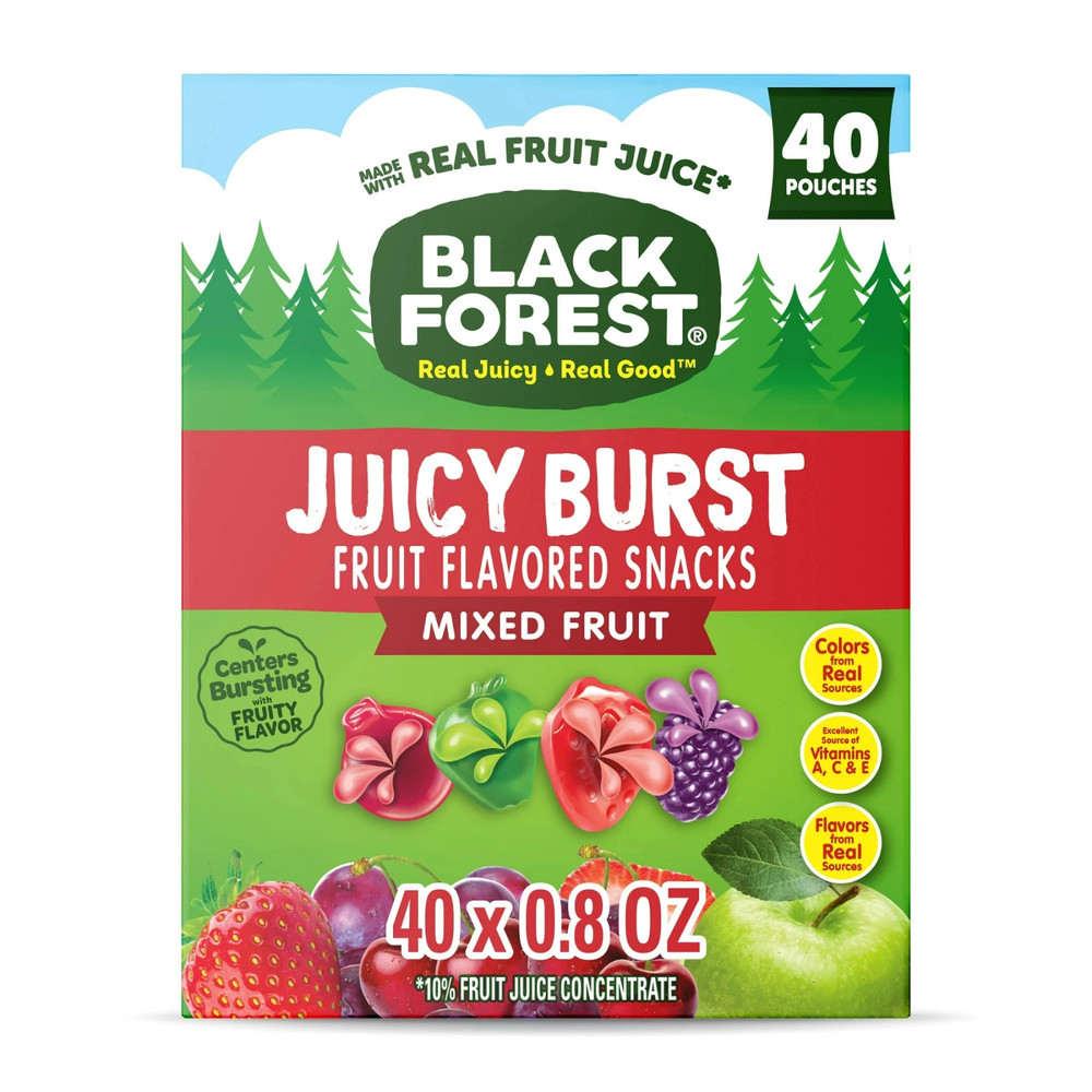 Black Forest Fruit Flavored Snacks Juicy Bursts, Mixed Fruit, 0.8 Ounce (40 Ct)