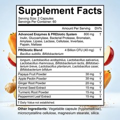 Digestive Enzymes Dietary Supplement, Probiotic Prebiotic Blend, 30-120 Capsules