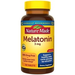 Nature Made Melatonin 3 mg Tablets, 100% Drug Free Sleep Aid for Adults, 240 New
