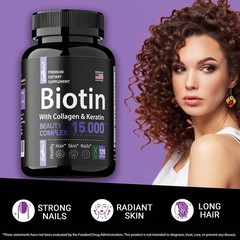 Biotin with Collagen & Keratin Capsules – Hair Growth Supplements, Strong Nails