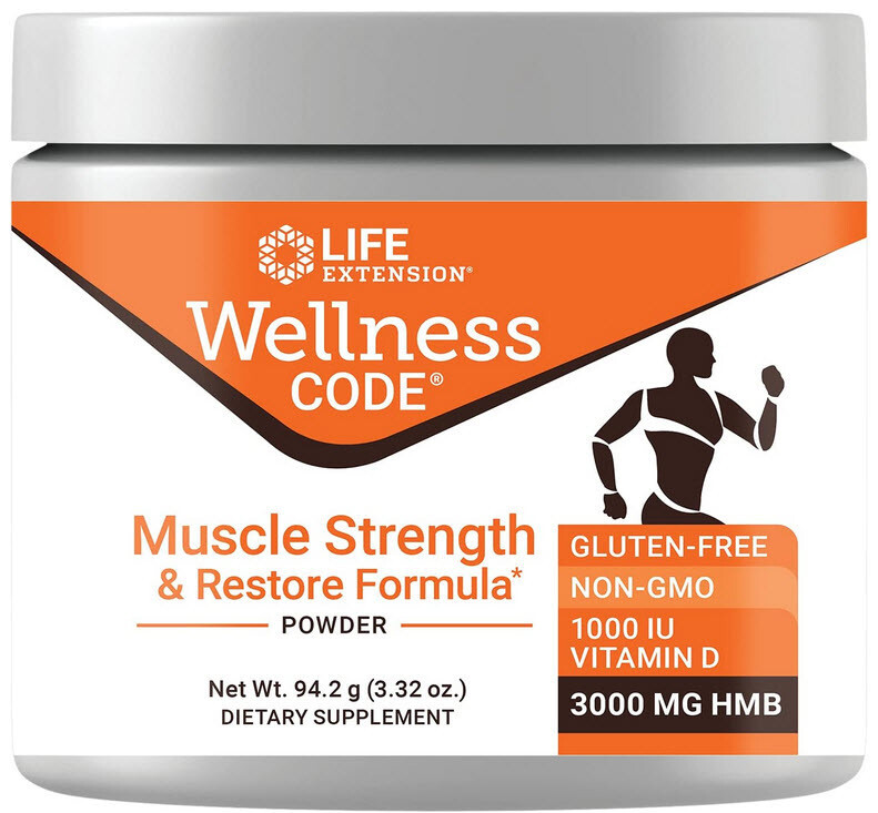 WELLNESS CODE MUSCLE STRENGTH RESTORE FORMULA 3000mg HMB POWDER LIFE EXTENSION