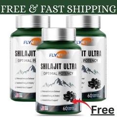 3 Pack Flynew Shilajit Ultra Optimal Potency, Shilajit Extract with L-Arginine