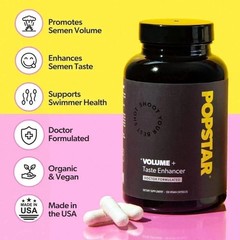 Popstar Semen Volume Supplement 120 Capsules Men’s Fertility Zinc NEW EXP12/2026