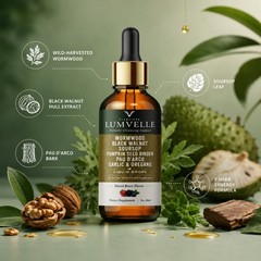 2x LUMVELLE Wild Harvested Wormwood Herbal Liquid Botanical Supplement Drops