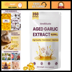 10,000mg Aged Garlic Extract Softgels | Odorless Antioxidant & Cognitive Support