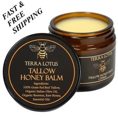 2 PACKS-NEW Organic Grass-Fed Beef Tallow Balm with Raw Honey-Moisturizing Cream