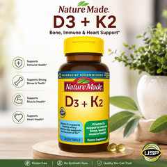 Nature Made Vitamin D3 + K2 5000 IU 30 Softgels Bone Immune Support