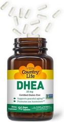 DHEA 25mg, 90 Capsules, Certified Gluten Free, Certified , Non-GMO Verified,
