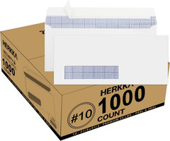 1000 Pack #10 Single Left Window SELF Seal Security Envelopes, Designed for Quic