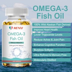 Omega 3 Fish Oil with EPA & DHA Triple Strength 3600mg 120/240/480 Softgels