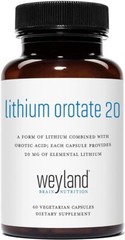 Lithium Orotate 20mg 60 Pills Brain Mood Support Weyland USA