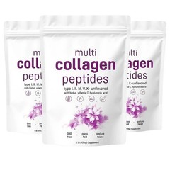 3 PACK Multi Collagen Peptides Powder 1 lb Hydrolyzed Protein Type I II III V X