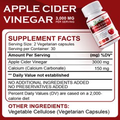 Apple Cider Vinegar 3000mg Weight Loss Fat Burning Weight Loss Caps High Potency