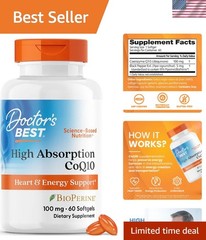 CoQ10 100 mg Softgels with BioPerine: Superior Heart & Energy Support – 60 Count