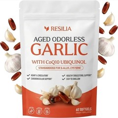 Resilia Garlic Extract 600mg Softgels (60 Count) – Odorless Aged Garlic Extra…
