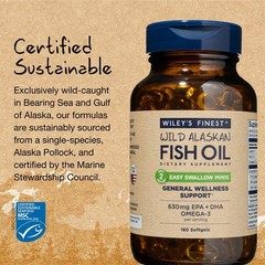 Wiley’s Finest Wild Alaskan Fish Oil Easy Swallow Minis Omega3 Fish Oil Supp…
