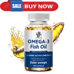 Omega 3 Fish Oil Capsules 3x Strength 2160mg EPA & DHA,Support Brain Health