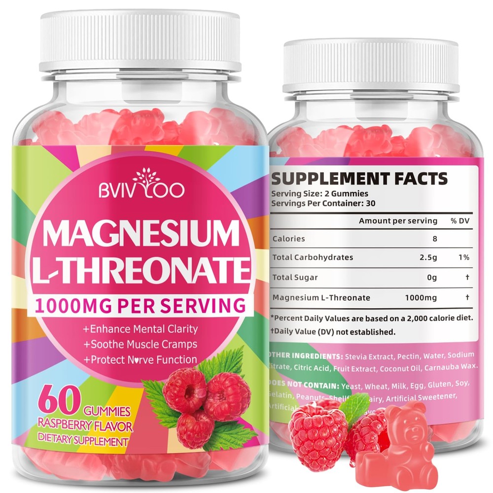 Bvivloo 1000Mg Magnesium L-Threonate Gummies For Adults – Muscle Nervous System