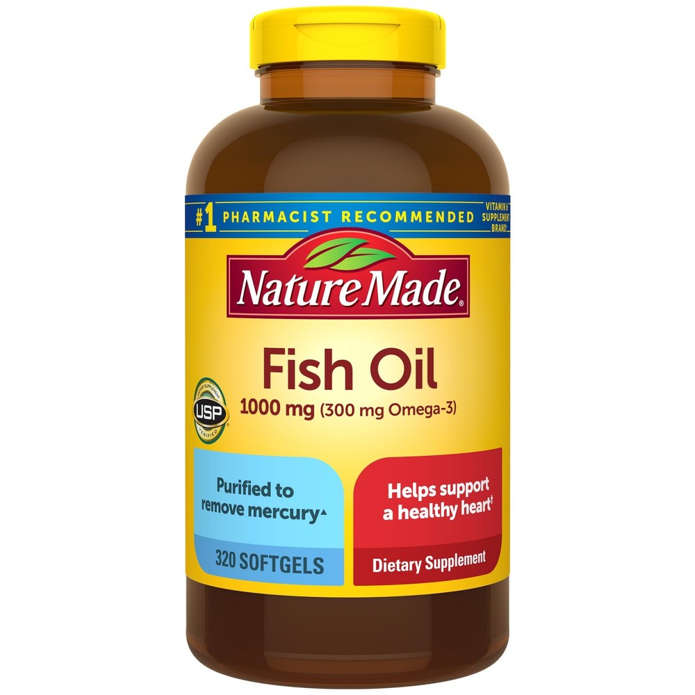 Nature Made Fish Oil Omega 3 Supplements, 1000mg 320 Count (Pack of 1), Gold