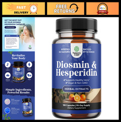 Diosmin Hesperidin 1000mg Complex – 180ct Citrus Bioflavonoid for Vein Health &