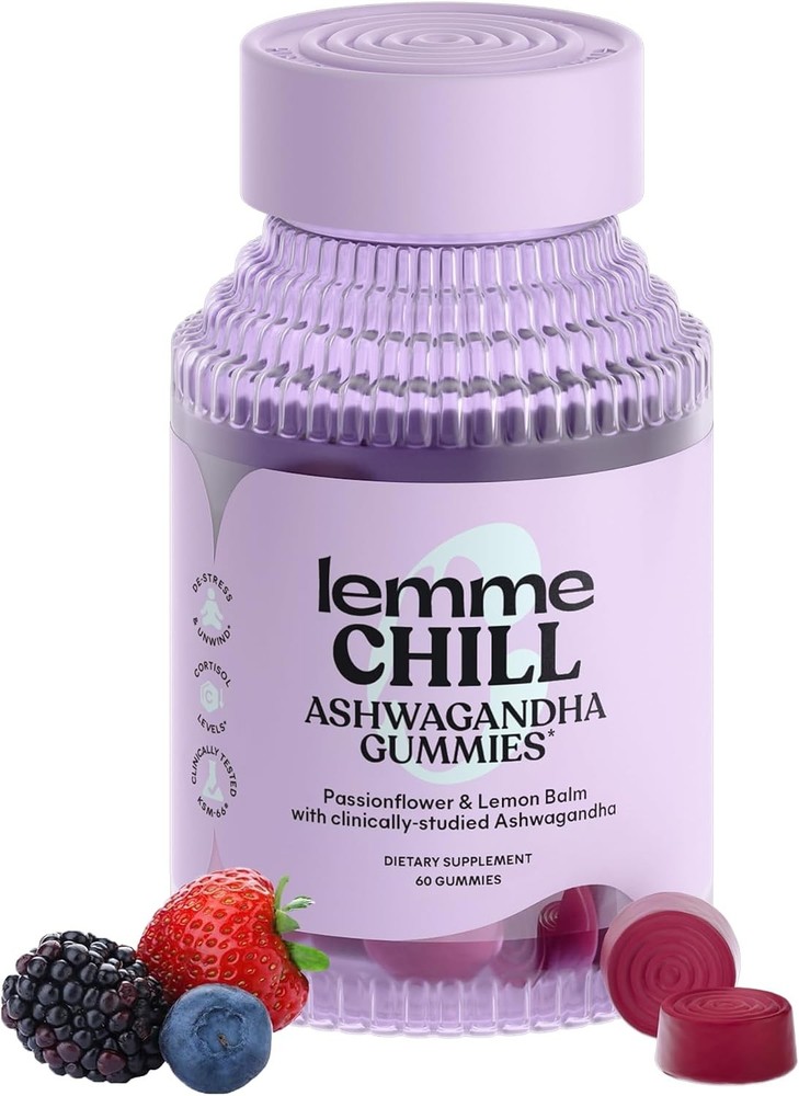 Lemme Chill Stress Relief Gummies (60 Gummies) | 300mg KSM-66 Ashwagandha, Lemon