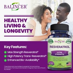 Organic Resveratrol 1000 mg Anti-aging, heart and brain booster