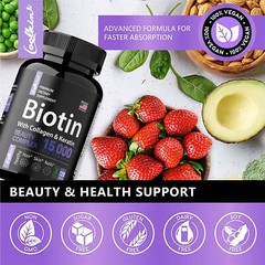 Biotin 15000mcg – MSM, Collagen, Keratin – Anti-aging, for Hair, Skin & Nails