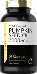 Pumpkin Seed Oil 3000mg Softgels | 200 Count | Cold Pressed, Non-GMO, Gluten Fre