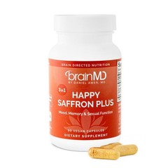 BrainMD Happy Saffron Plus | Mood, Memory & Stress Support, 90 Vegan Capsules