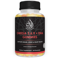 Iman Vitamins Halal Omega 3 6 9 + DHA Gummies, Vitamin C, Heart Health, 60 count