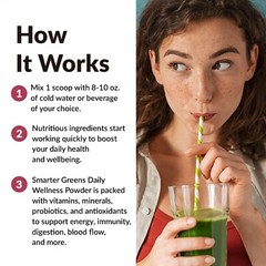 Force Factor Smarter Greens Daily Wellness Powder, Greens Superfood Powder