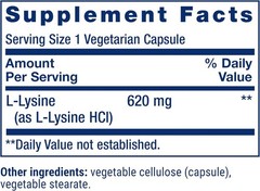 Gluten-Free L-Lysine 620 mg – Essential Amino Acid for Healthy Living, 100 Count