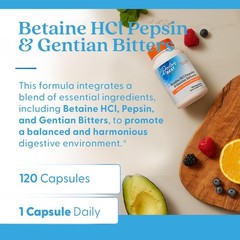Doctor’s Best Betaine HCI Pepsin & Gentian 120 Count (Pack of 1), White