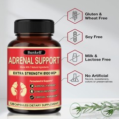 Adrenal Support Supplement – Supports Healthy Adrenal Function 120 Capsules