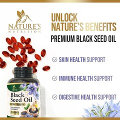 Black Seed Oil Capsules 1000mg Nigella Sativa Black Cumin Seed Oil