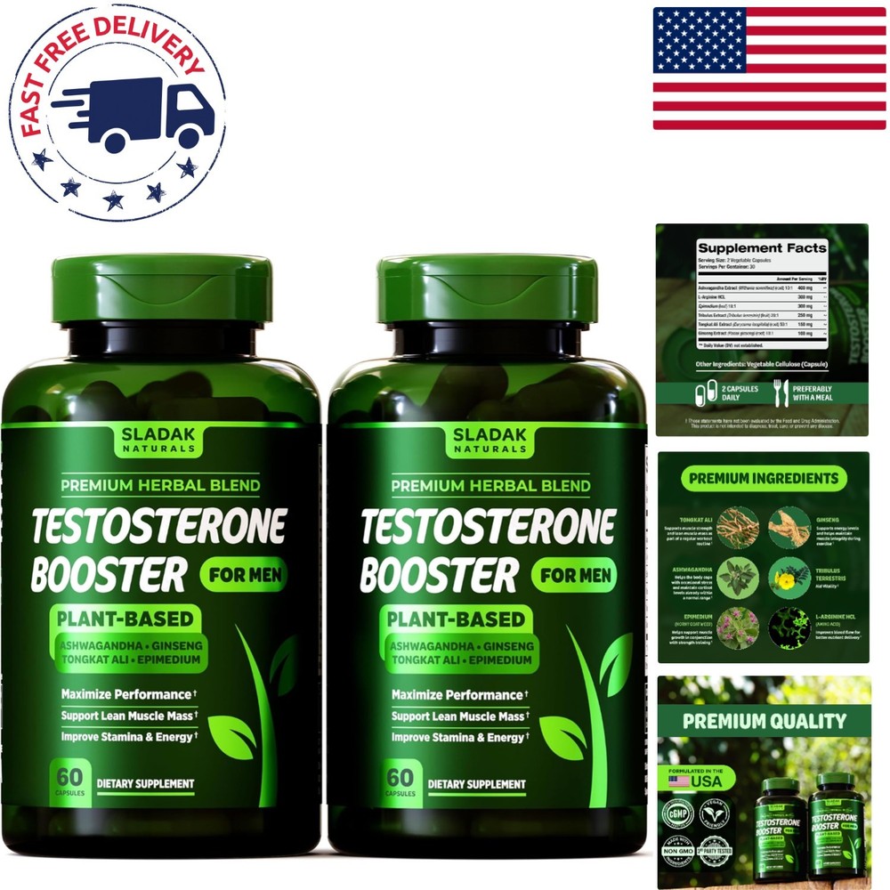 Natural Testosterone Booster Capsules – Enhance Strength & Vitality – 120 Count