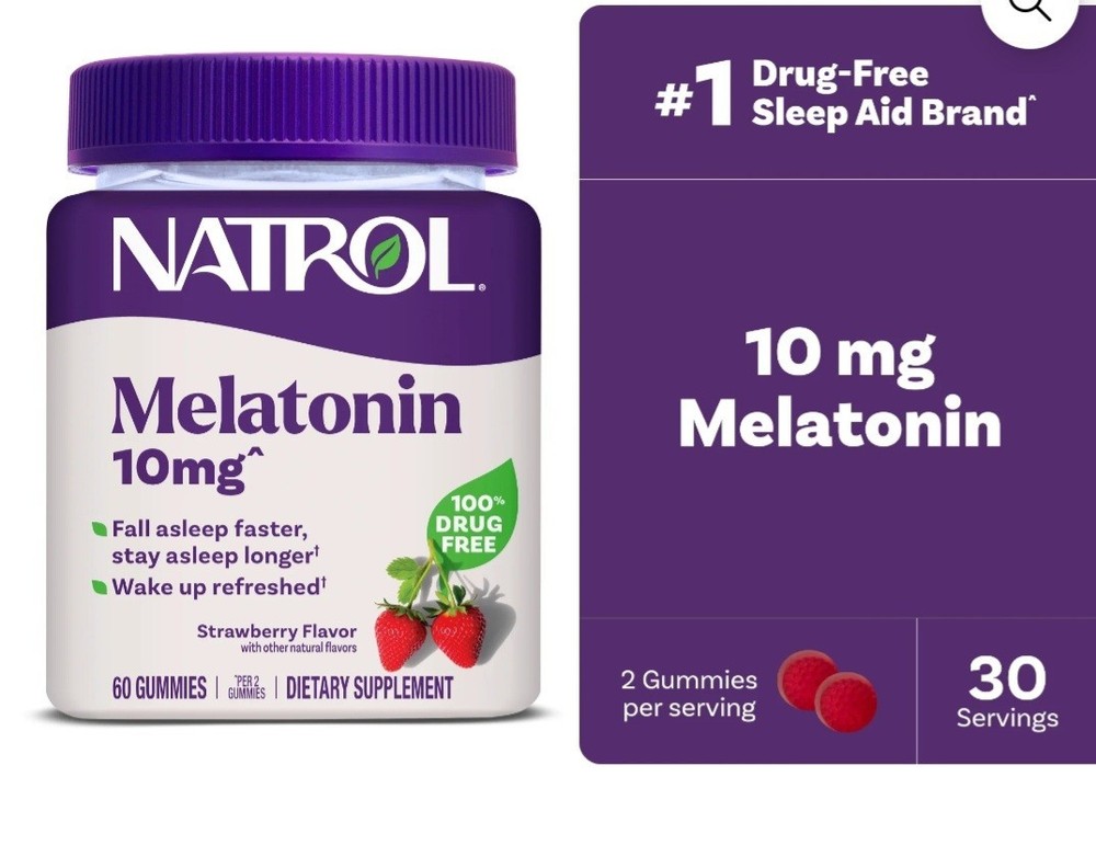 Natrol Melatonin 10 mg Gummies Sleep Support Strawberry Flavor 60 Gummies