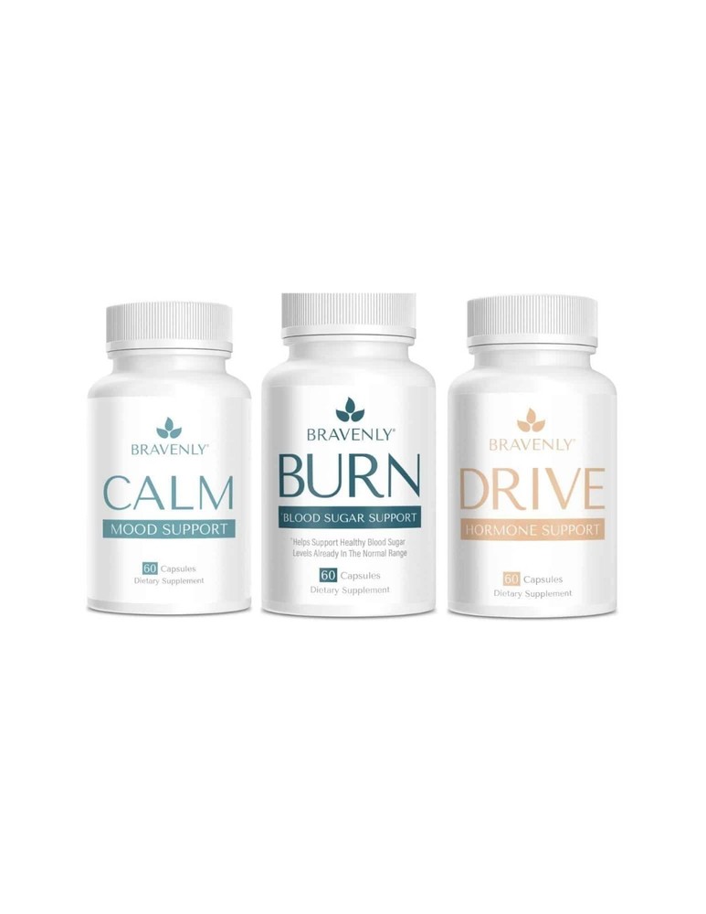 NEW & SEALED Bravenly global MIND AND BODY CALM – BURN – DRIVE